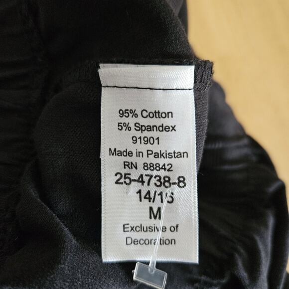 Roaman's Black Legging Lace Inserts Studs Cotton - size 14/16 - EUC (NWOT?) - Picture 7 of 10